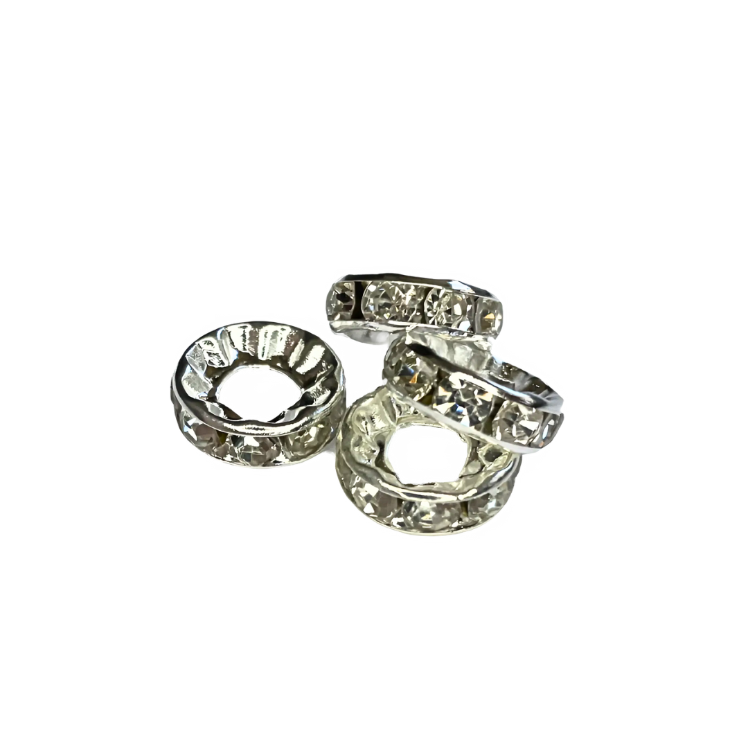 strass tussenschijfjes grote opening zilver