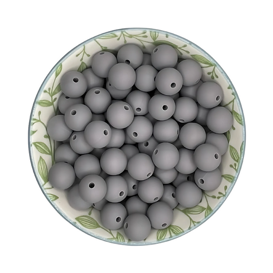 Siliconen kralen 12mm kleur Grijs