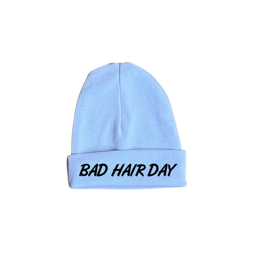 baby muts blauw tekst 100% katoen