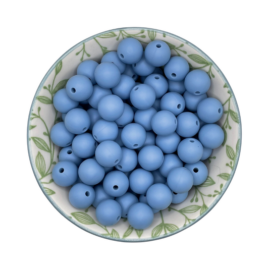 Siliconen kralen 12mm oud blauw