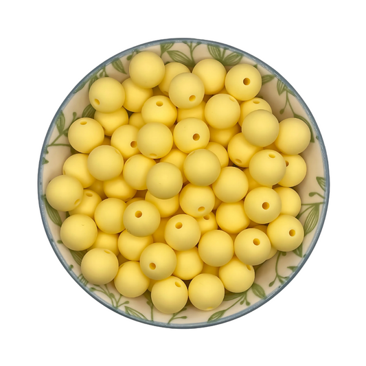 Siliconen kralen 12mm custard geel