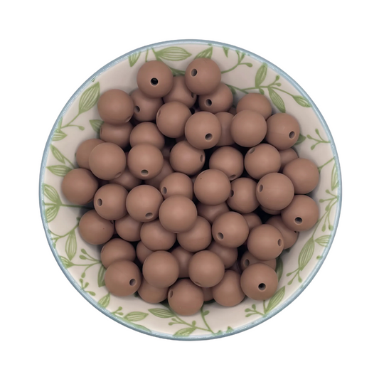 Siliconen kralen 12mm koffie bruin