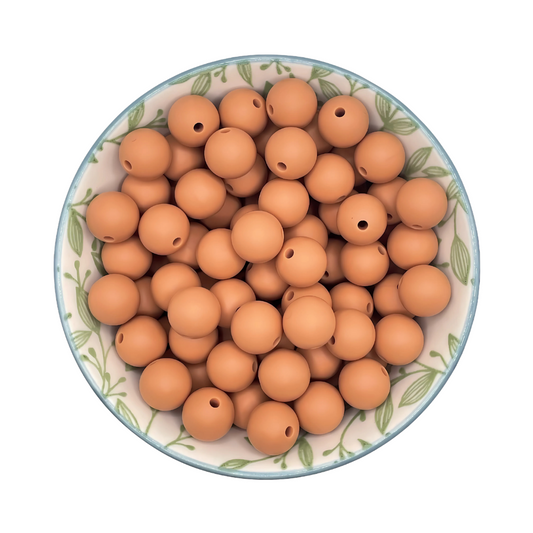 Siliconen kralen 12mm Latte bruin