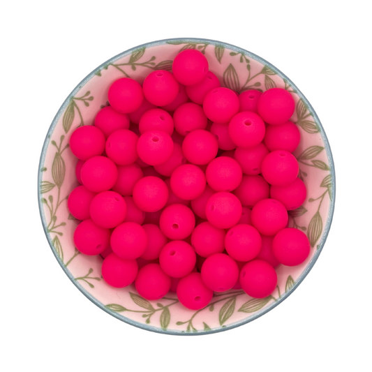 Siliconen kralen 12mm neon roze