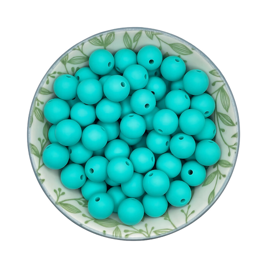 Siliconen kralen 12mm turquoise