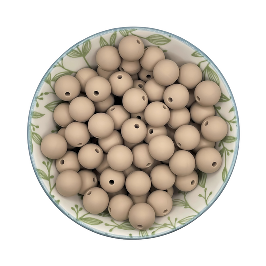 Siliconen kralen 12mm zand bruin