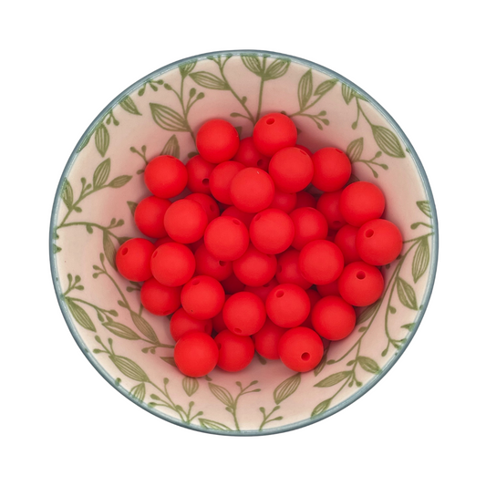 Siliconen kralen 12mm helder rood