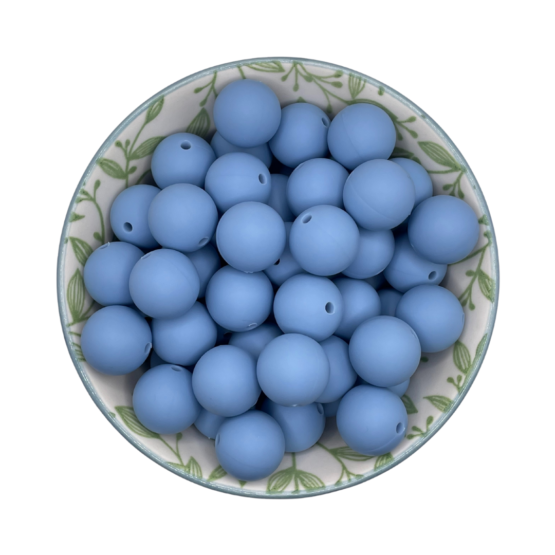 Siliconen kralen 15mm oud blauw