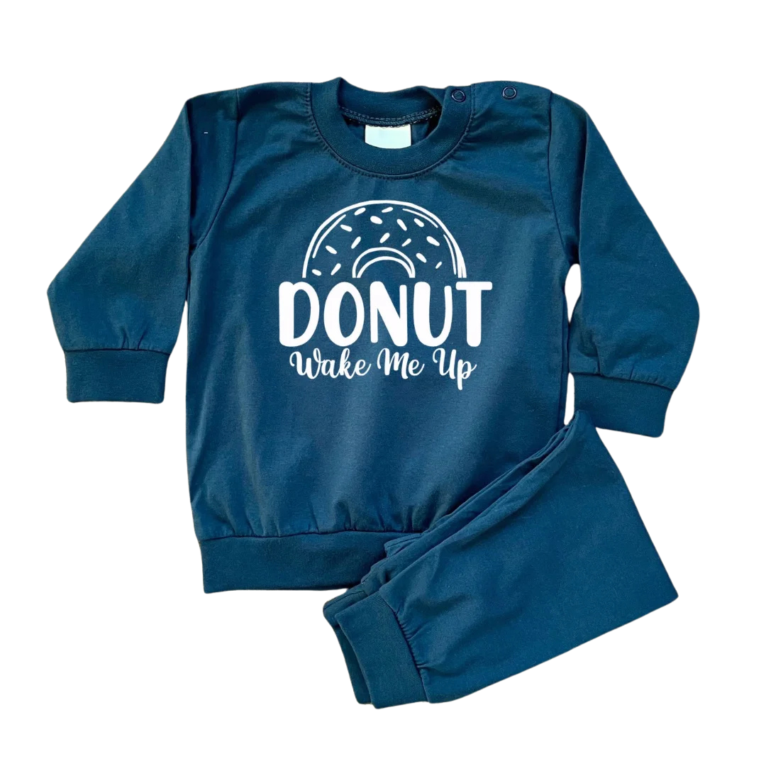 Baby pyjama tekst petrol blauw