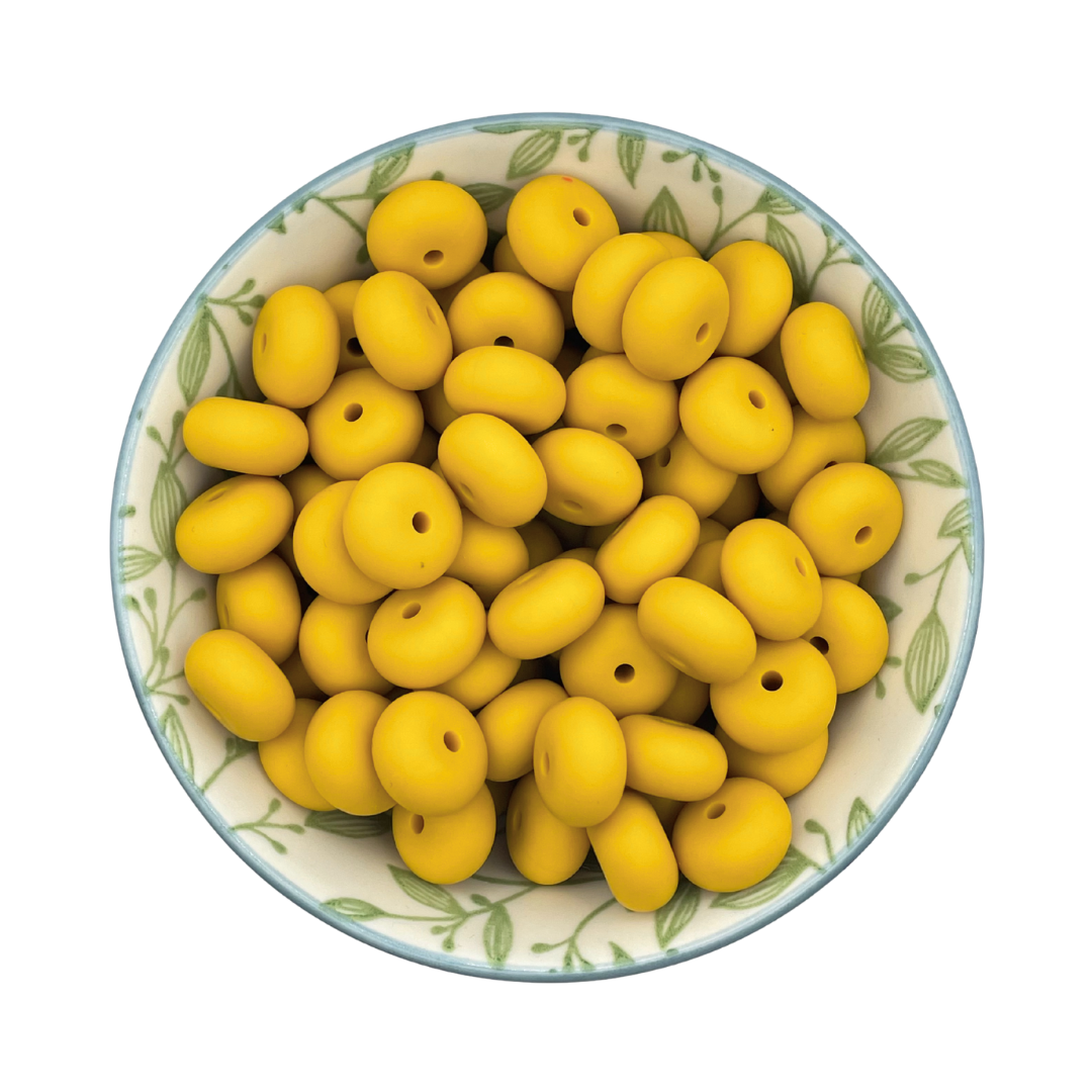 Siliconen kralen abacus mosterd