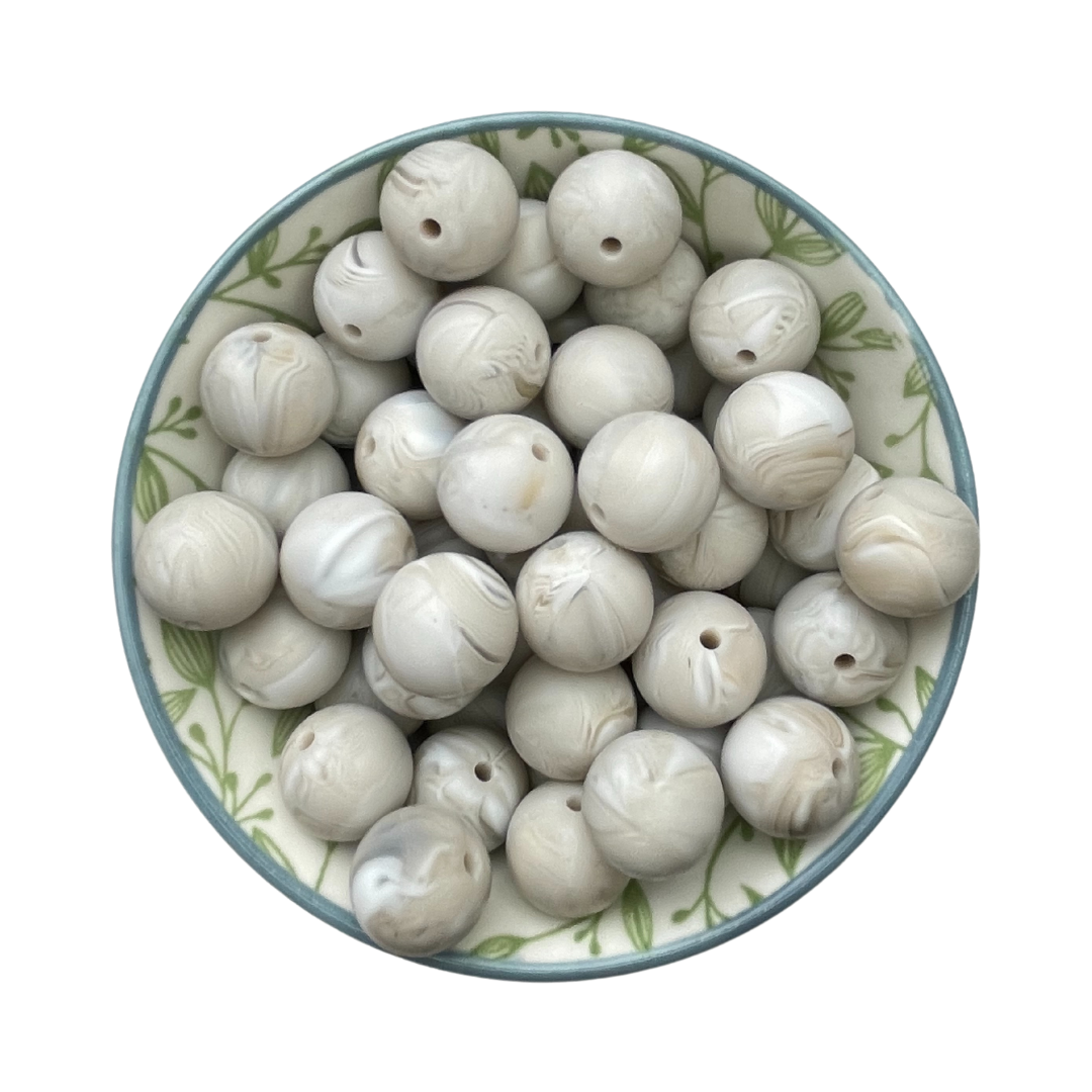 siliconen printkralen marble grey beige