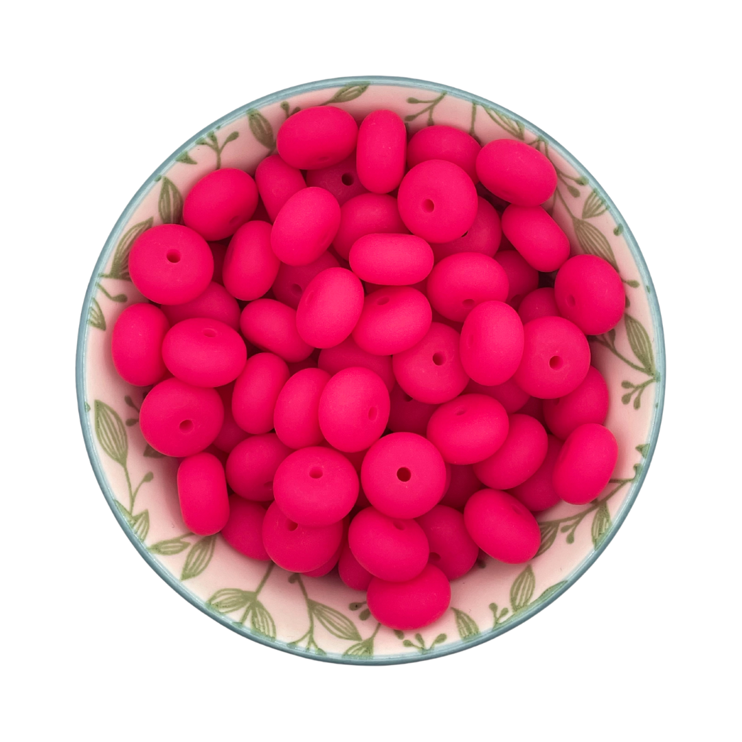 Siliconen kralen abacus neon roze