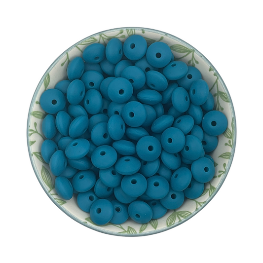 Siliconen kralen tussenschijfjes petrol blauw