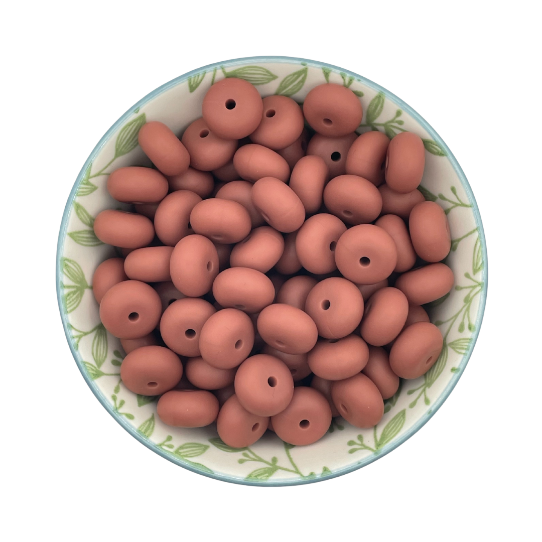 Siliconen kralen abacus mahonie