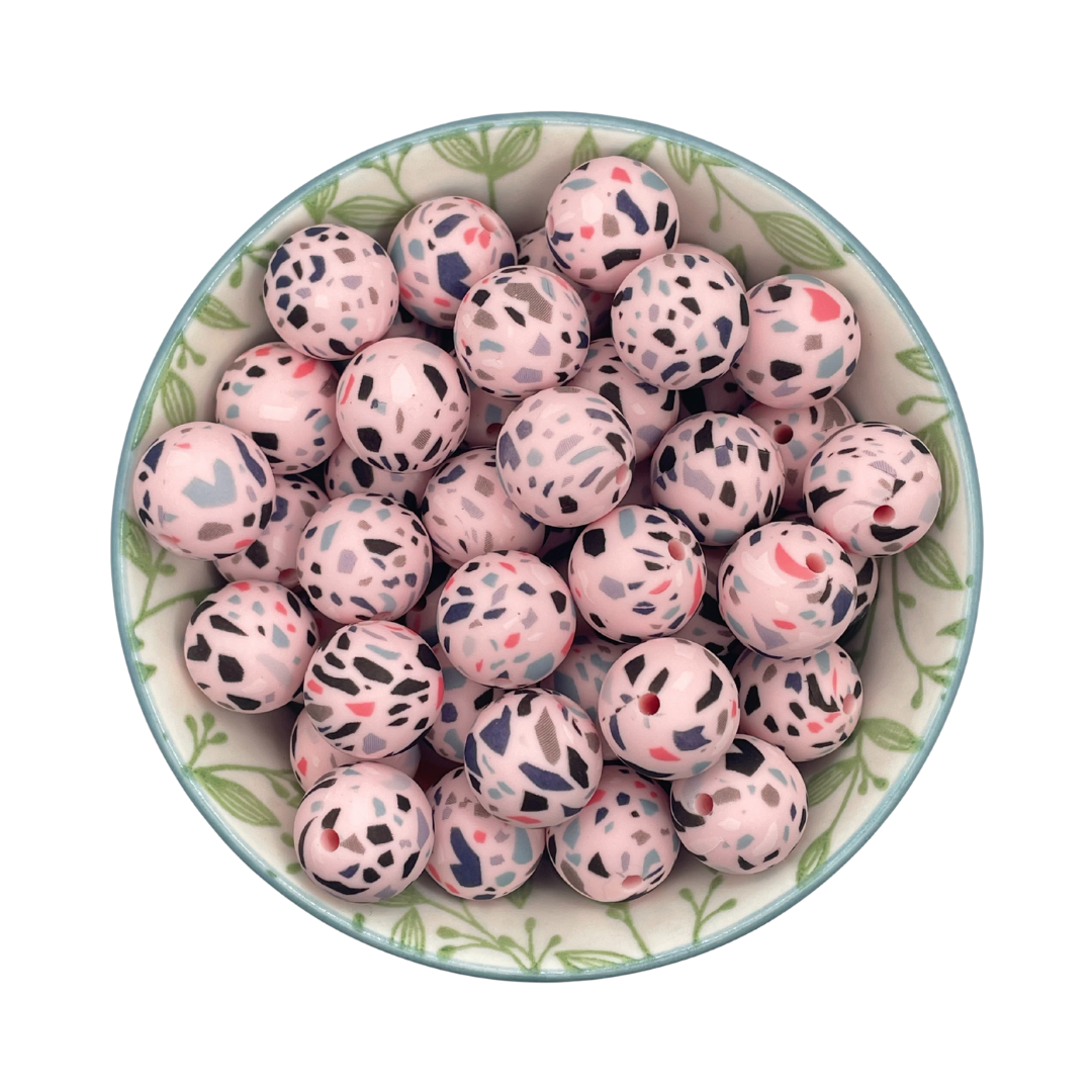 siliconen printkralen roze spikkels