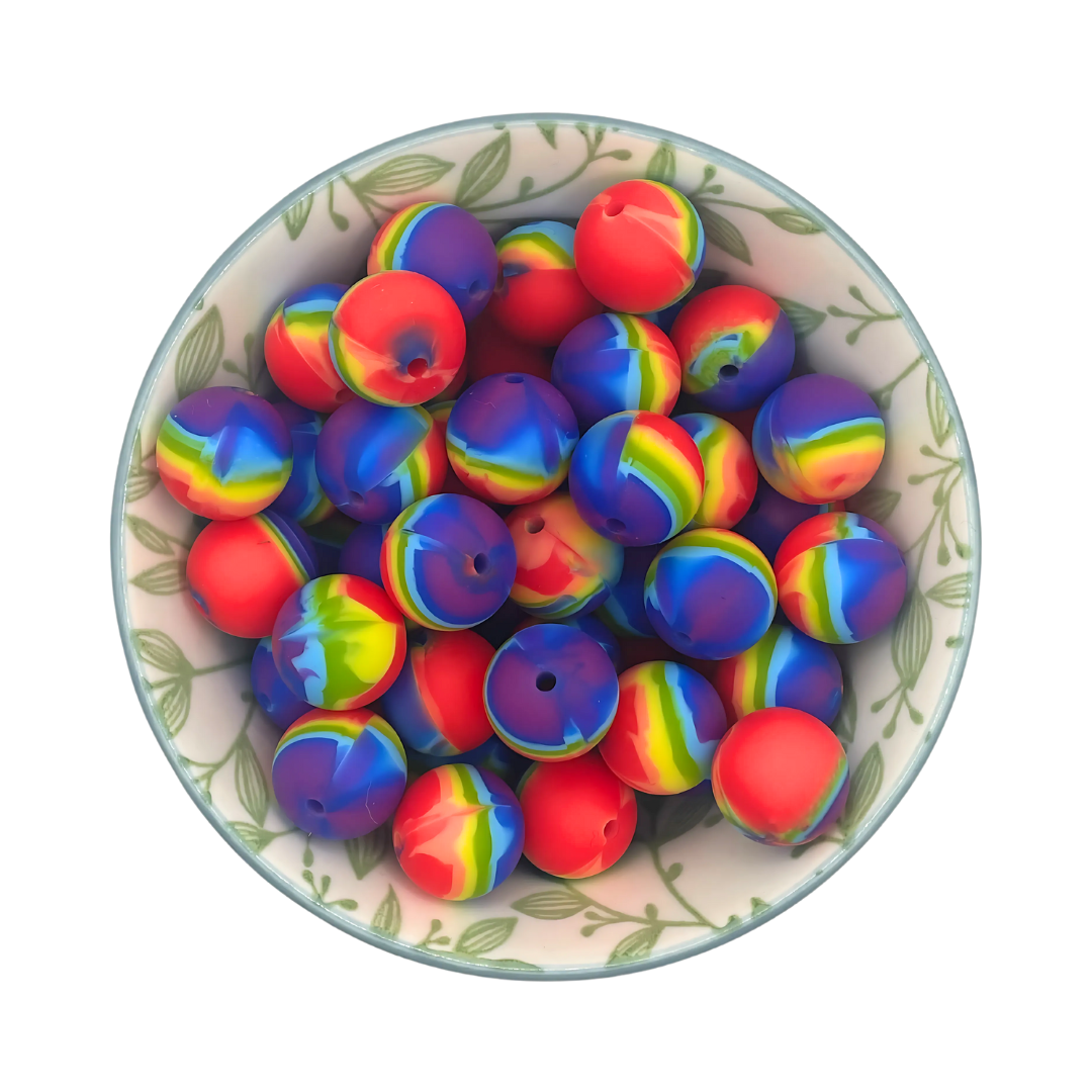Siliconen printkralen 15mm rainbow