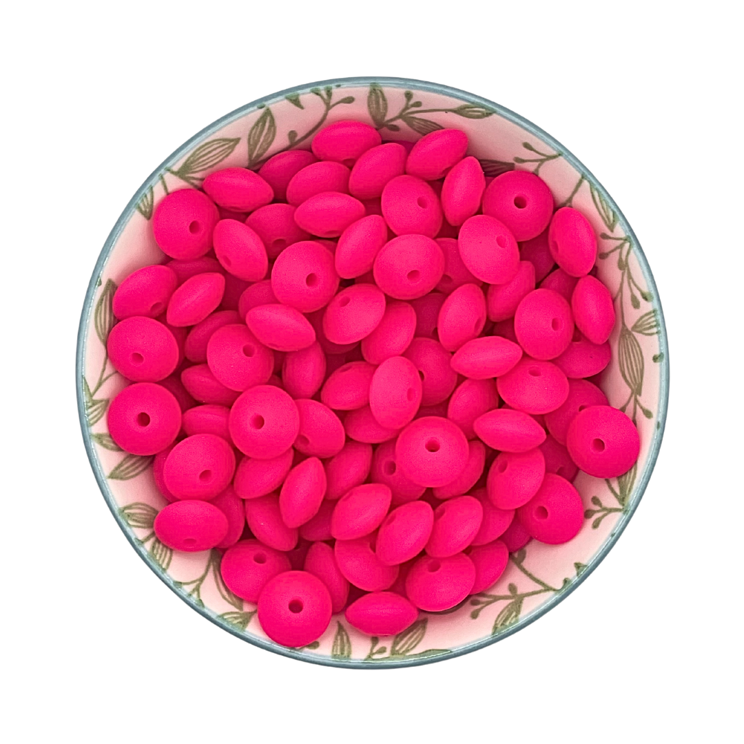 Siliconen kralen tussenschijfjes neon roze