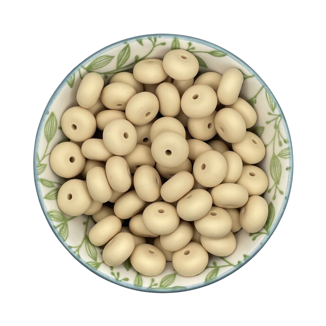 Siliconen kralen abacus beige