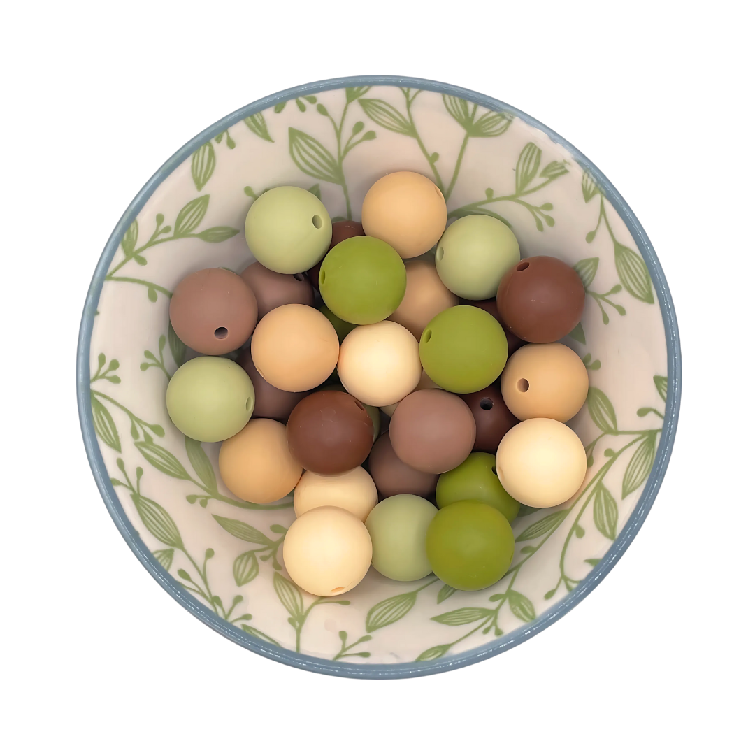 Kralenmix Earth siliconen kralen 15mm – 30 stuks (6 kleuren)