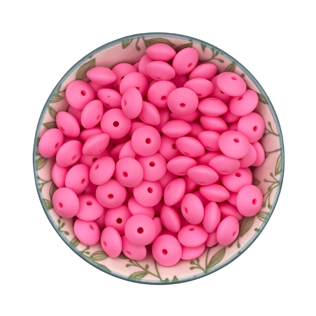 Siliconen kralen tussenschijfjes candy roze