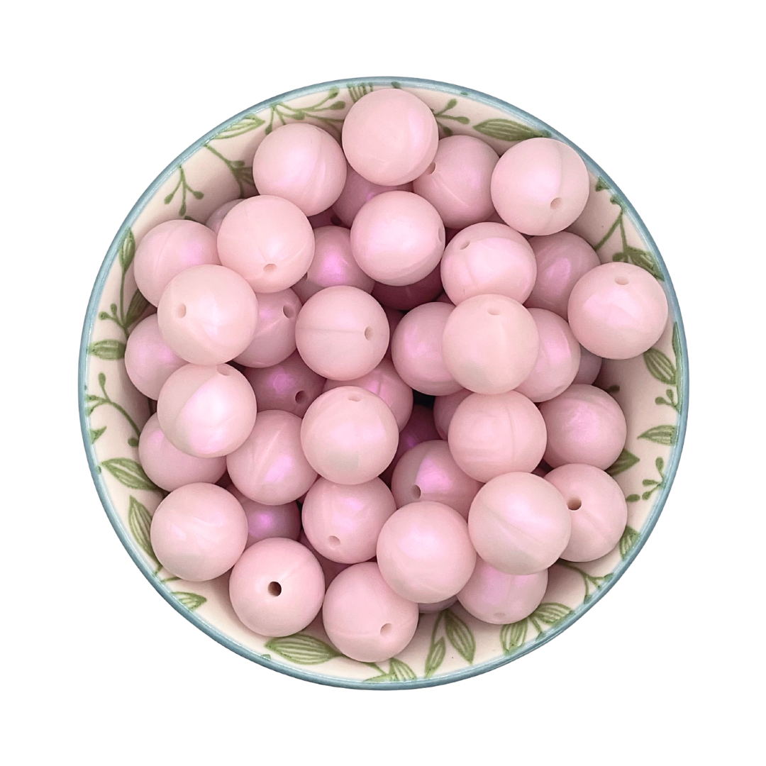 Siliconen kralen 15mm magic pearl roze