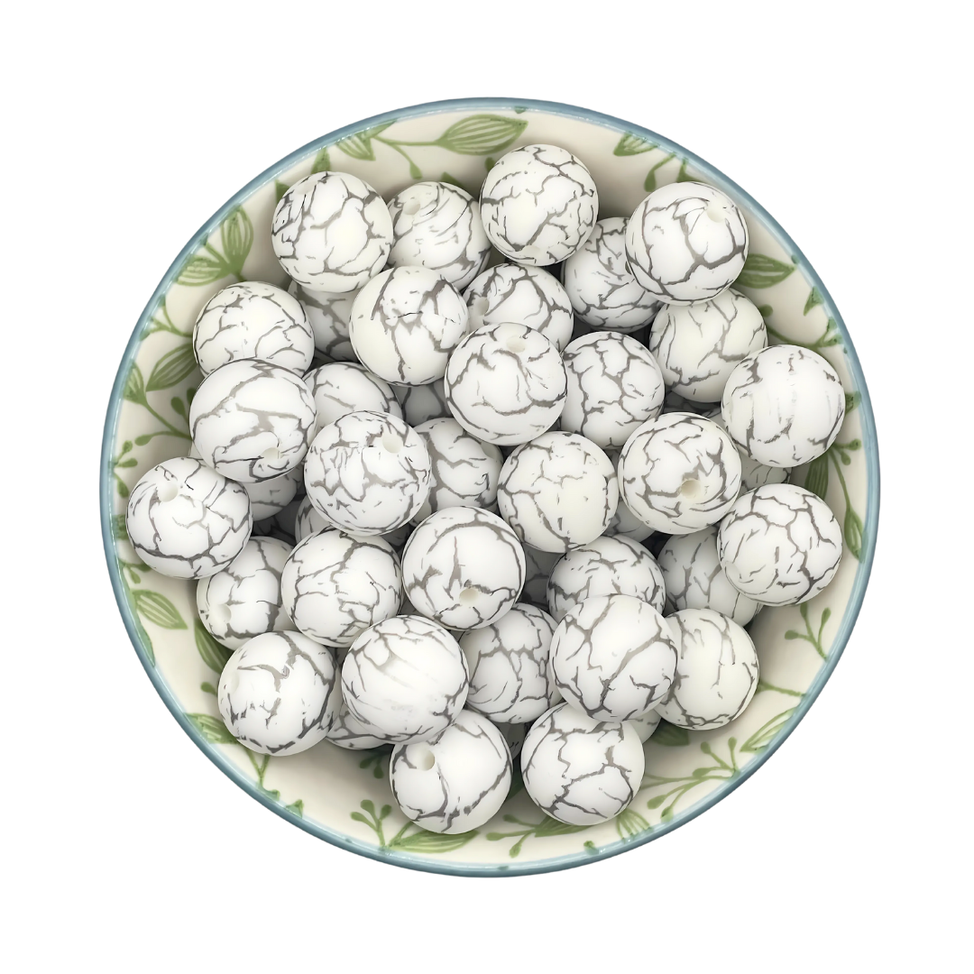 Printkralen marmer stone wit