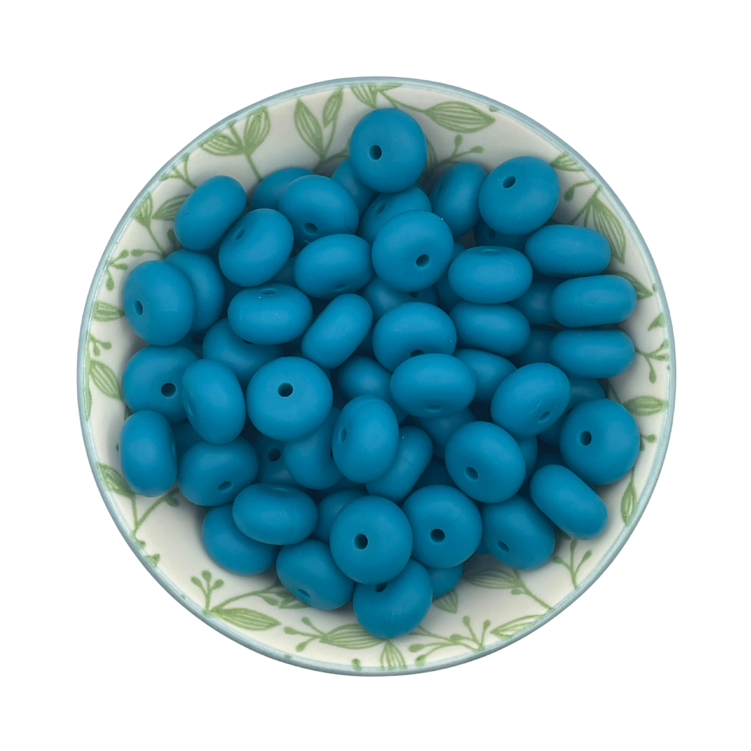 Siliconen kralen abacus petrol blauw