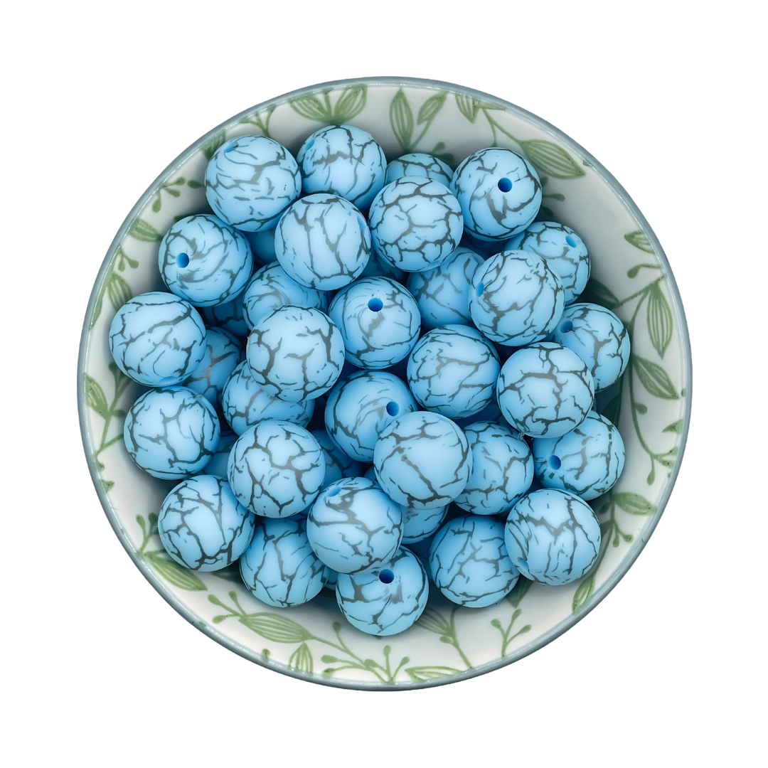 Printkralen stone marmer blauw