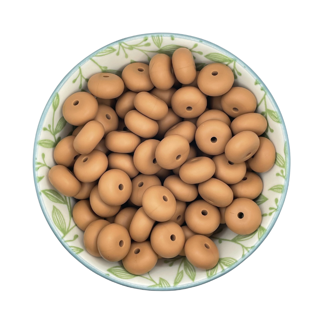 Siliconen kralen abacus camel bruin