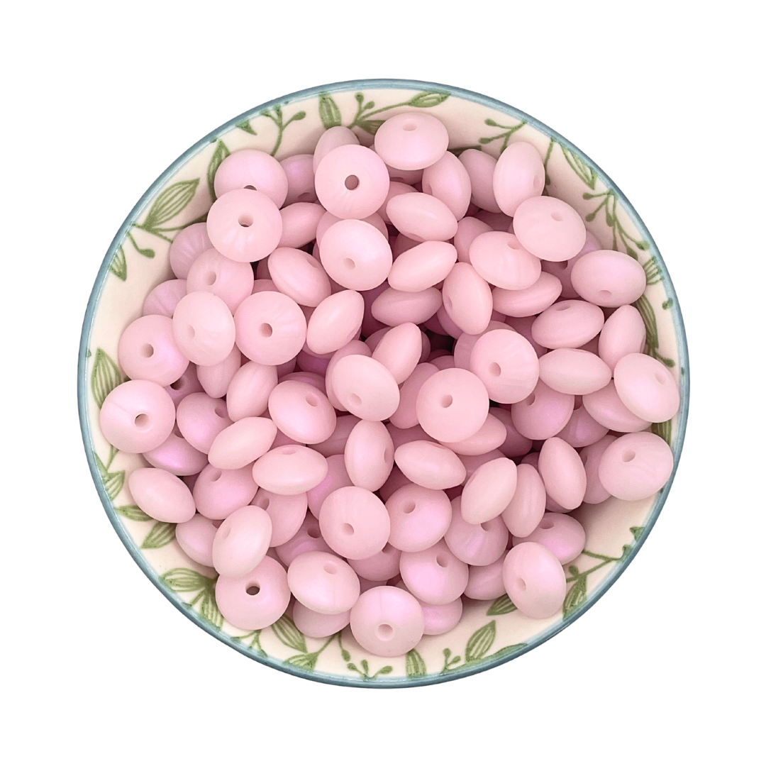Siliconen kralen tussenschijfjes magic pearl roze