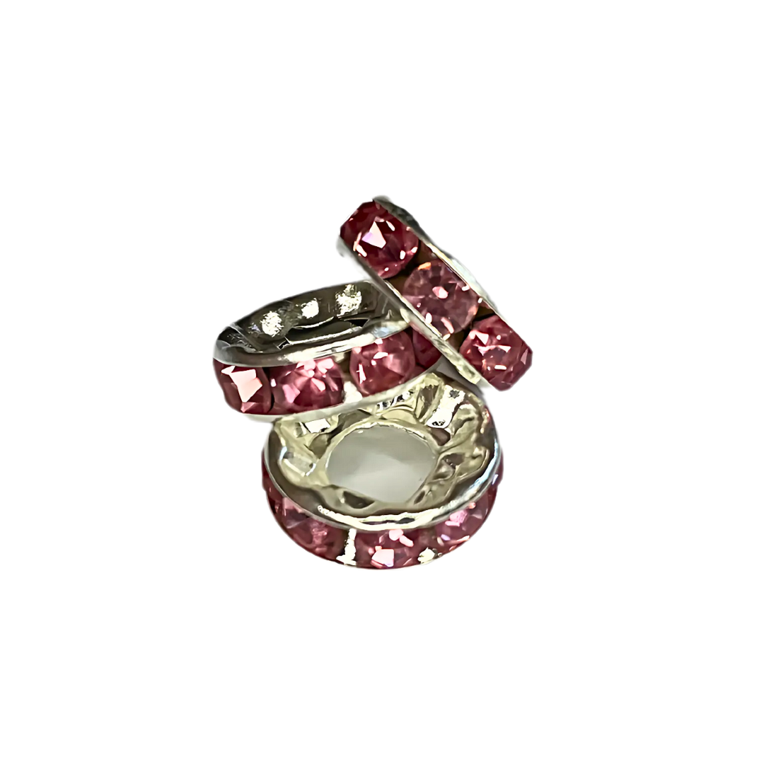 strass tussenschijfjes grote opening roze