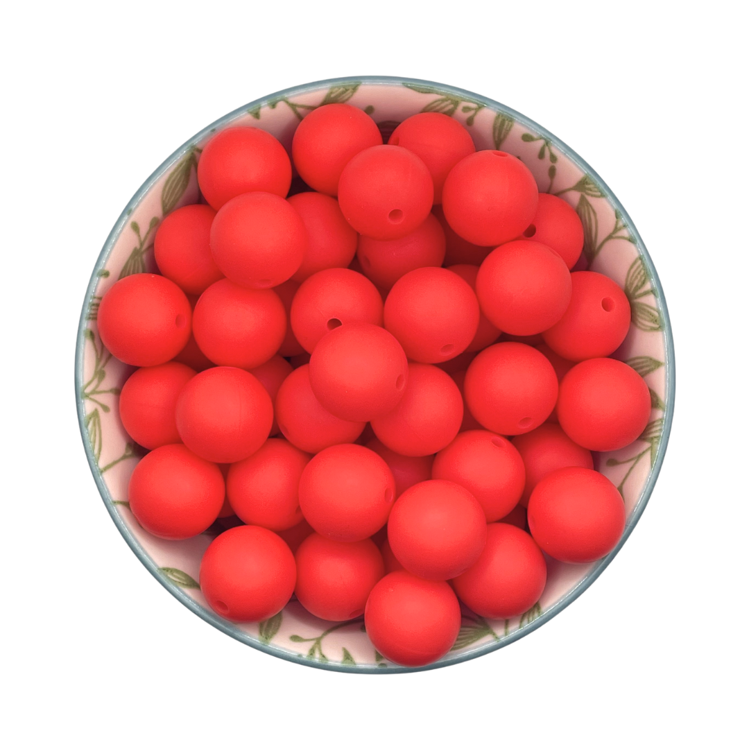 Siliconen kralen 15mm helder rood