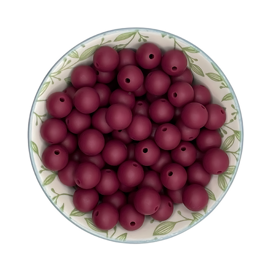 Siliconen kralen 12mm kleur Rode wijn