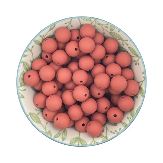 Siliconen kralen 12mm brick rood bruin