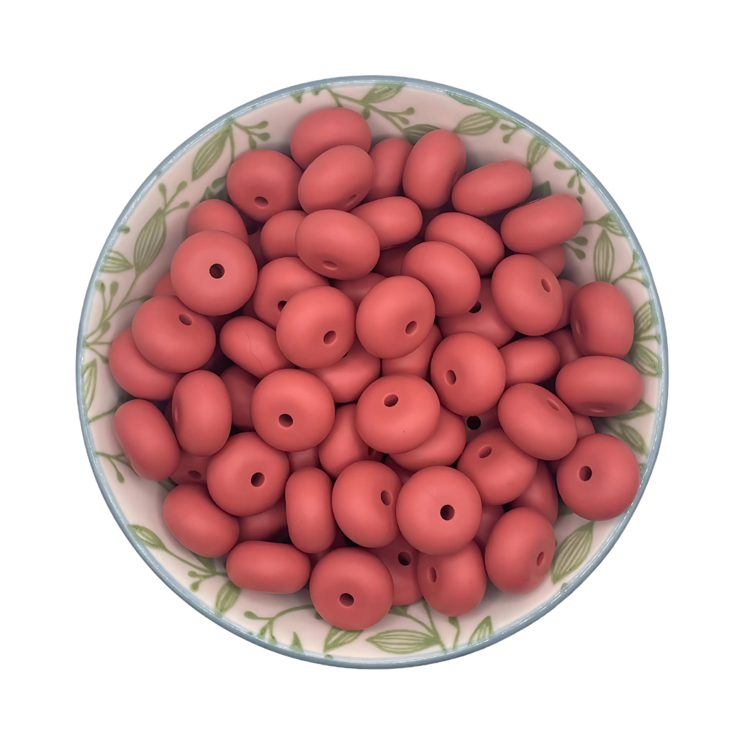 Siliconen kralen abacus Brick bruin/rood