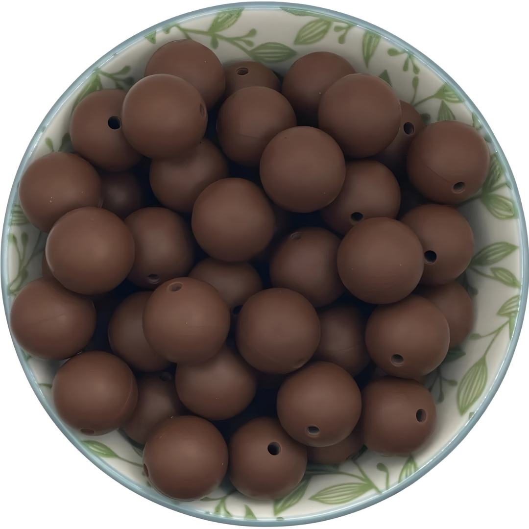 Siliconen kralen 15mm choco