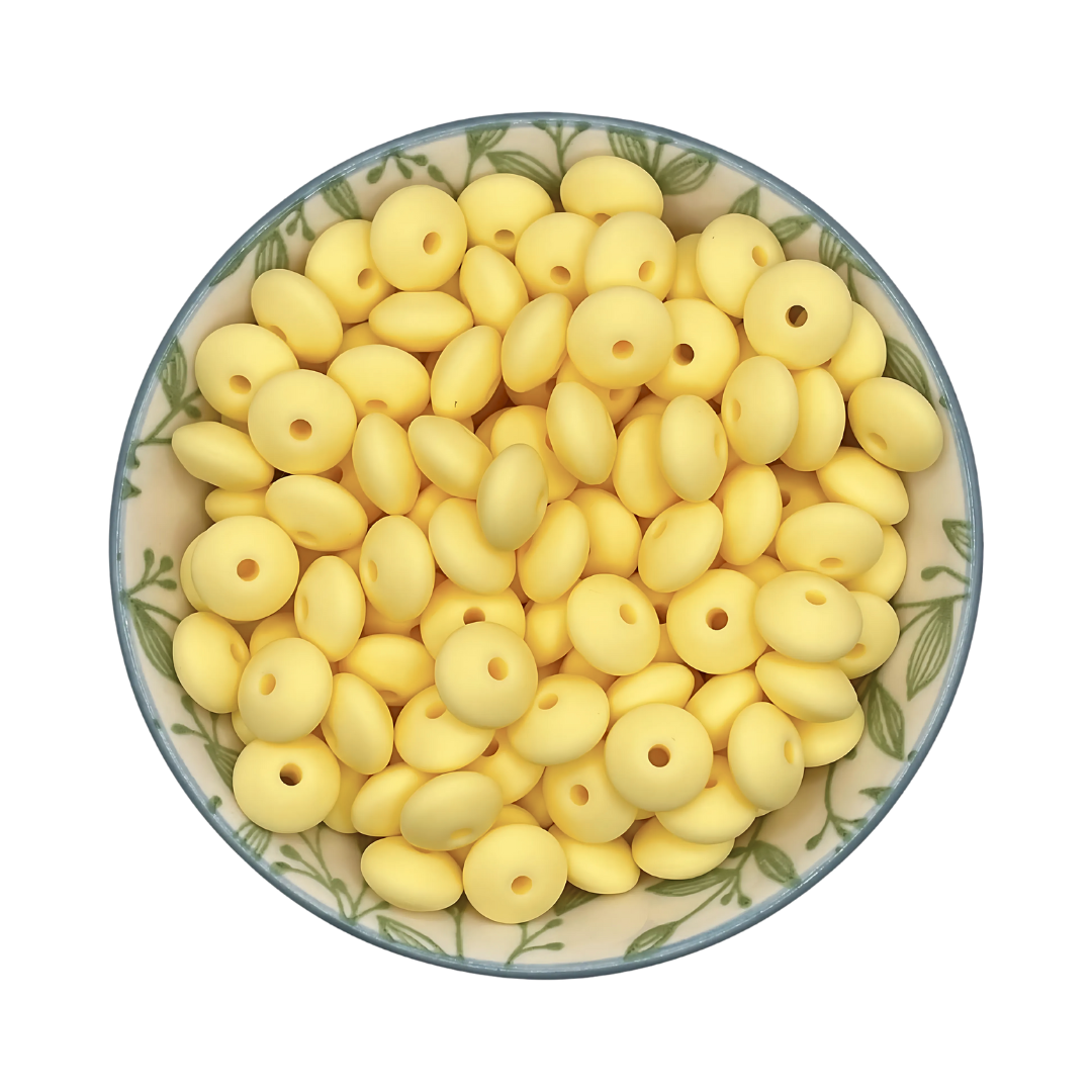 Siliconen kralen tussenschijfjes custard