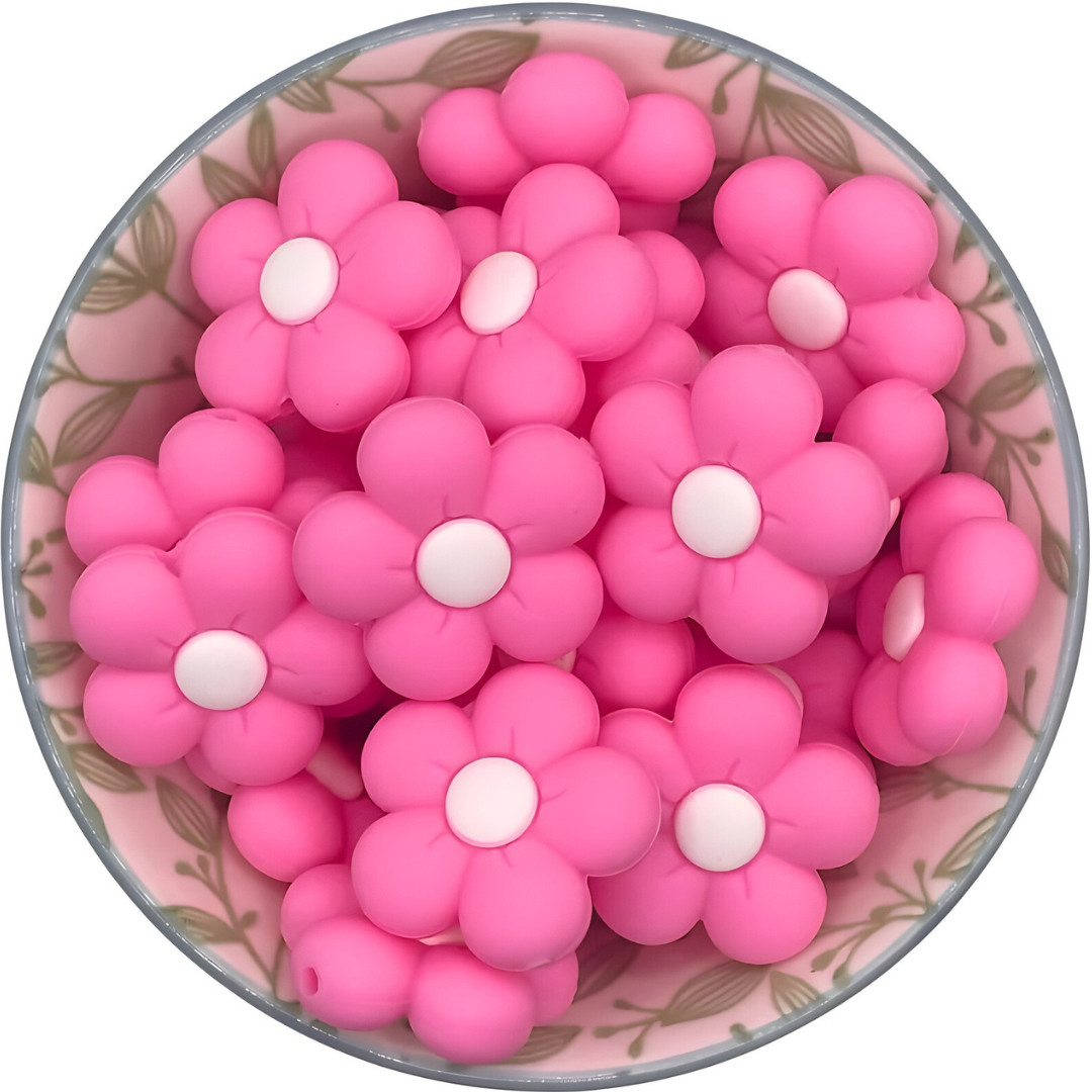 Siliconen Figuurkralen bloem roze