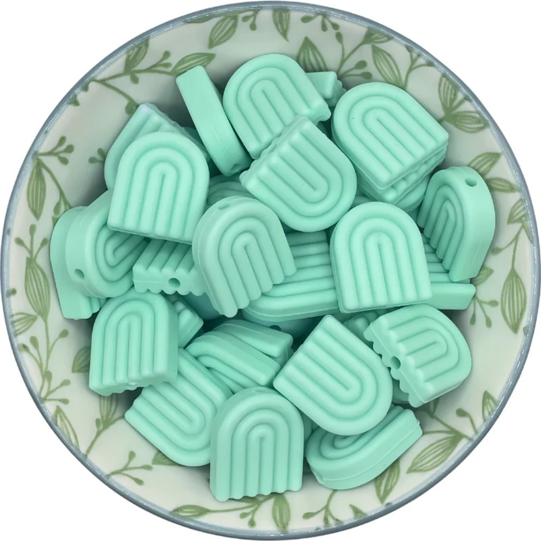 Siliconen Figuurkralen regenboog mint