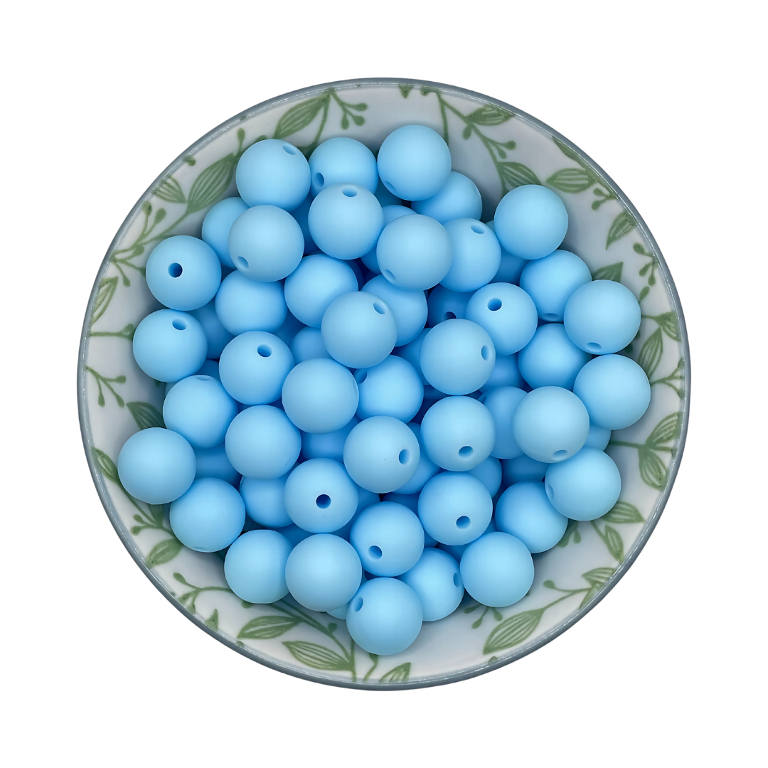 Siliconen kralen 12mm helder blauw