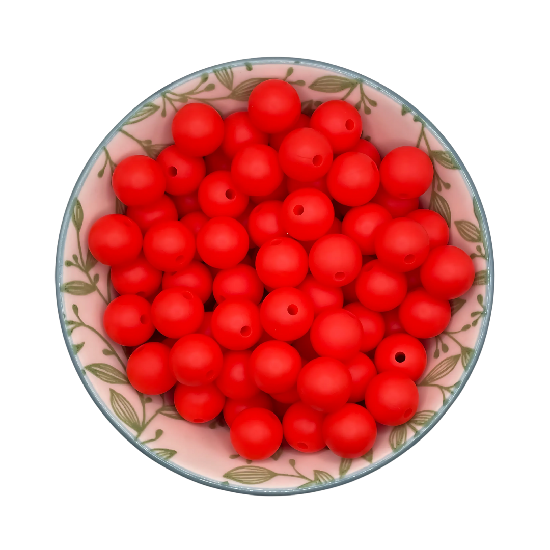 Siliconen kralen 12mm helder rood