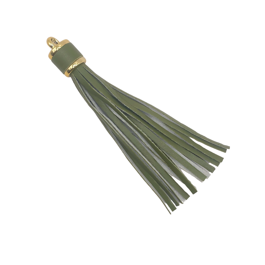 Kwastje groot (tazzle) Army met goud kleur ring