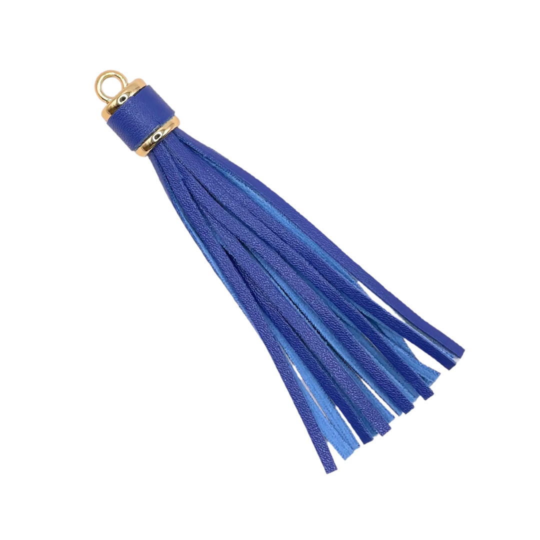 Kwastje groot (tazzle) blauw met goud kleur ring