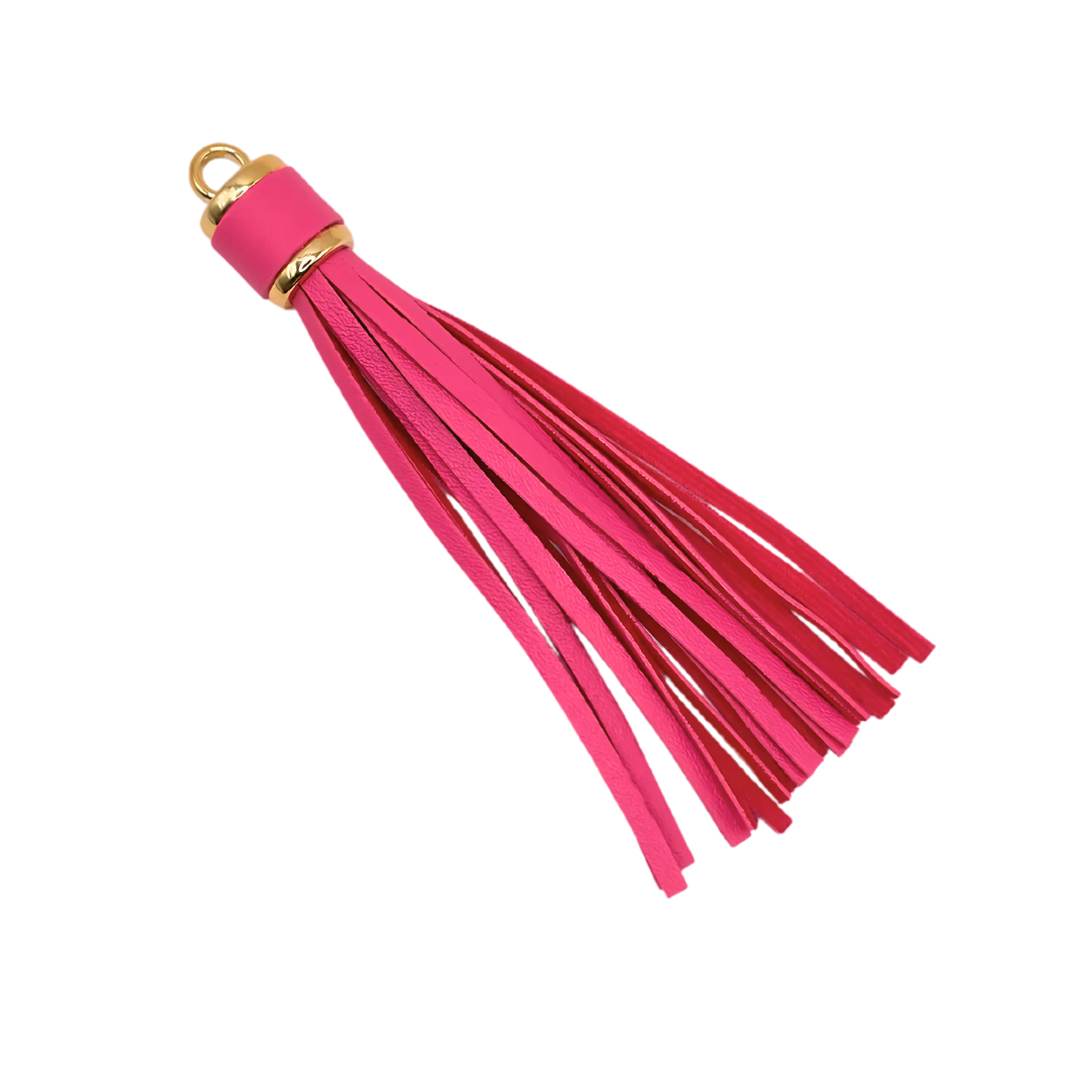 Kwastje groot (tazzle) fuchsia met goud kleur ring