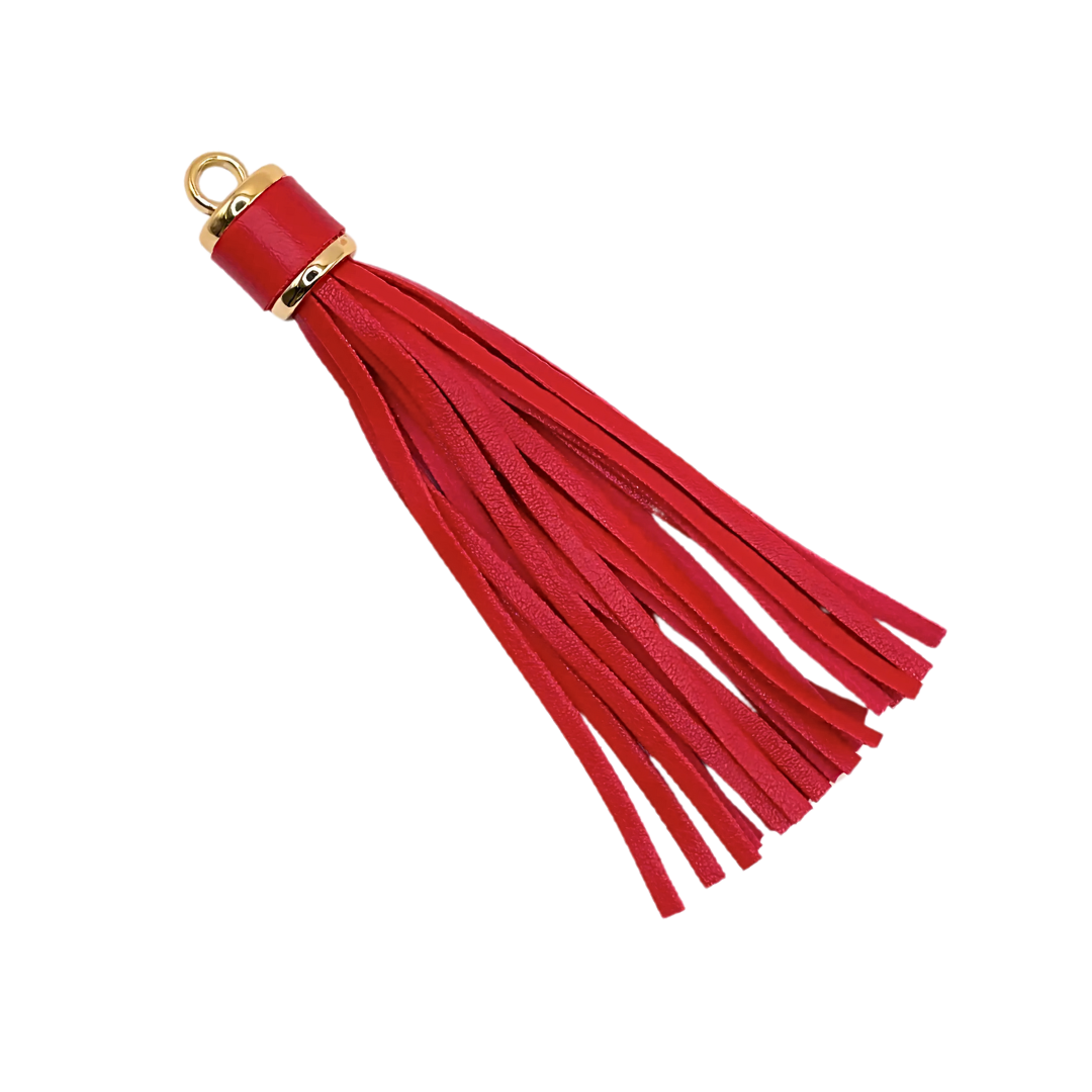 Kwastje groot (tazzle) rood met goud kleur ring