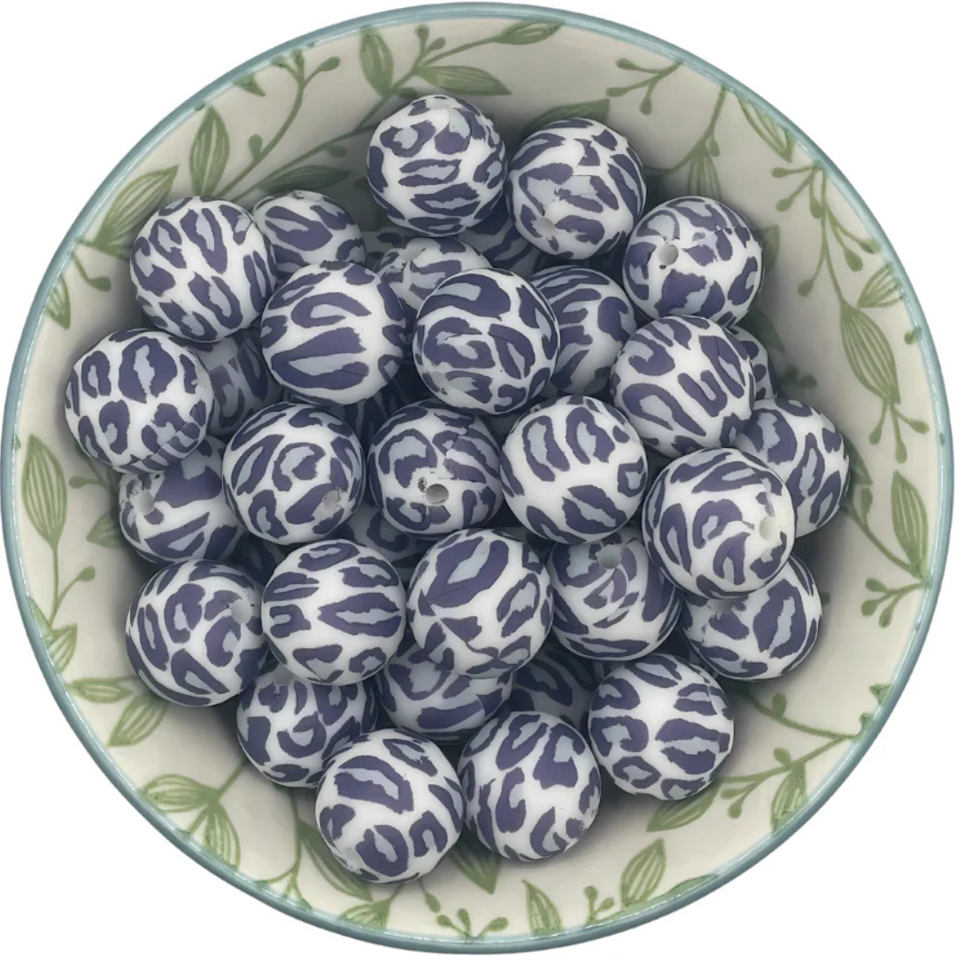 Siliconen printkralen blauw luipaard
