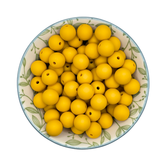 Siliconen kralen 12mm mosterd