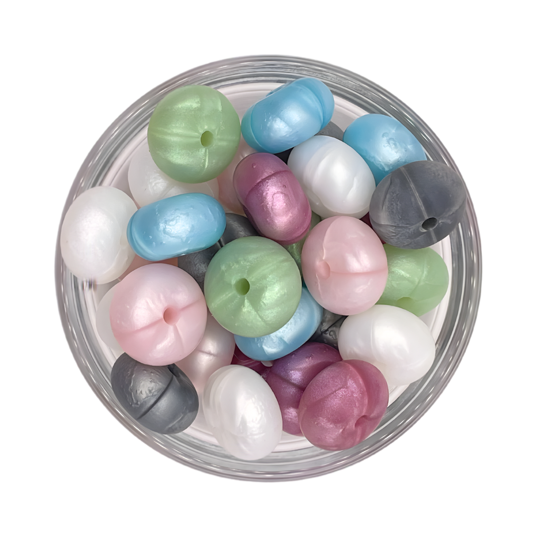 Siliconen kralenmix abacus pearl metallic