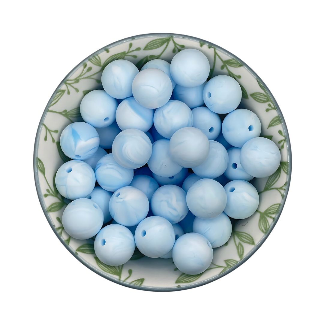 siliconen printkralen marble light blue