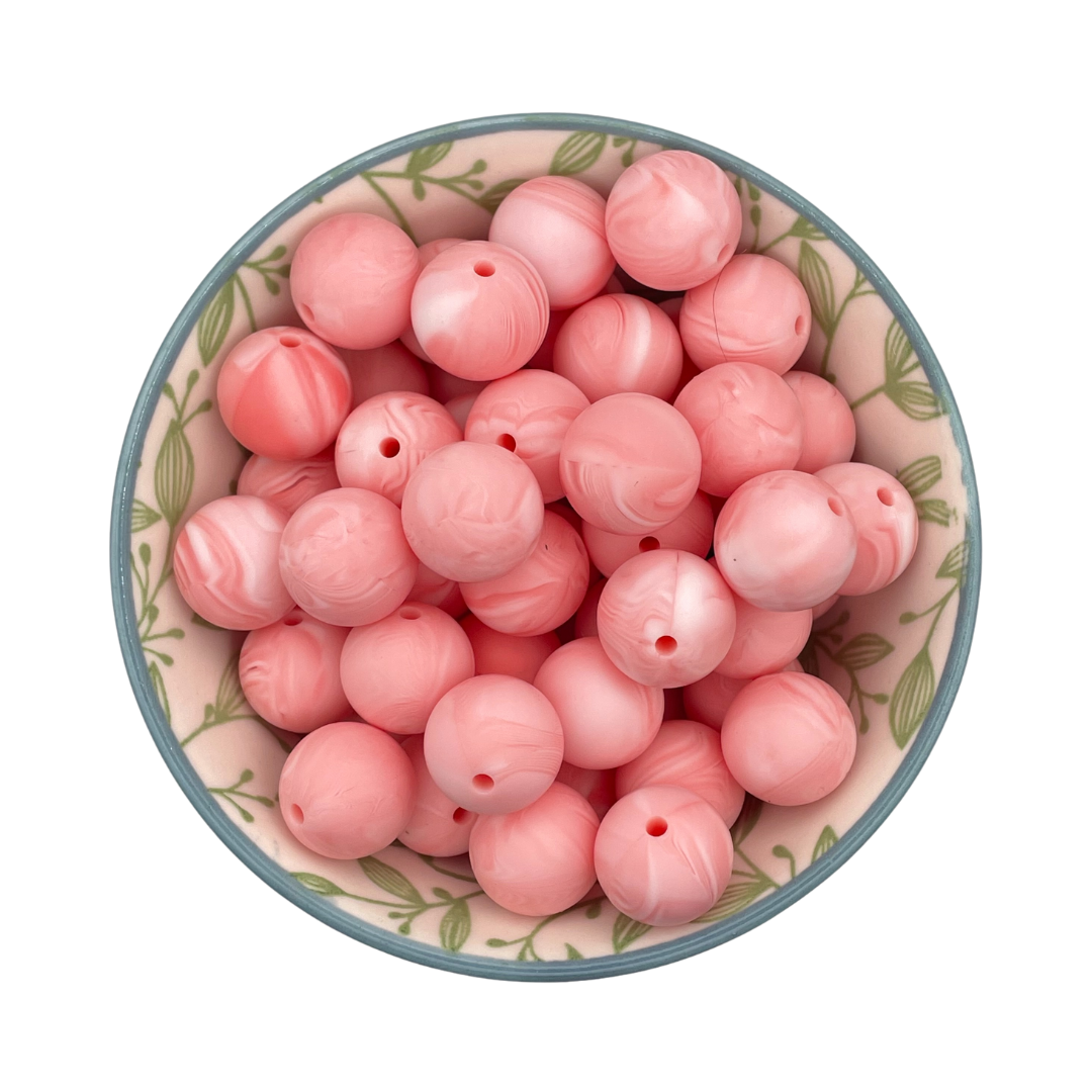 siliconen printkralen marble warm pink